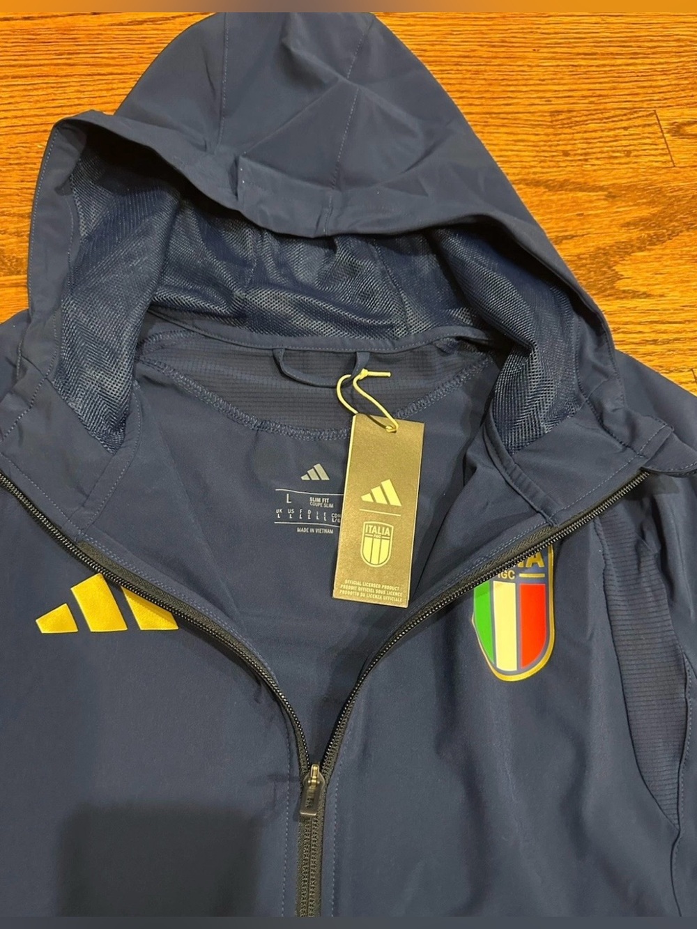 Adidas Italy FIGC Tiro Windbreaker Jacket Men’s Large Blue Italia JY7052